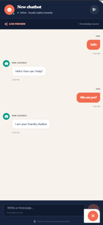 Responsive chatbot conversation with user and bot messages