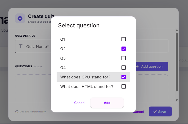 Question recycling dialog with reusable question selection